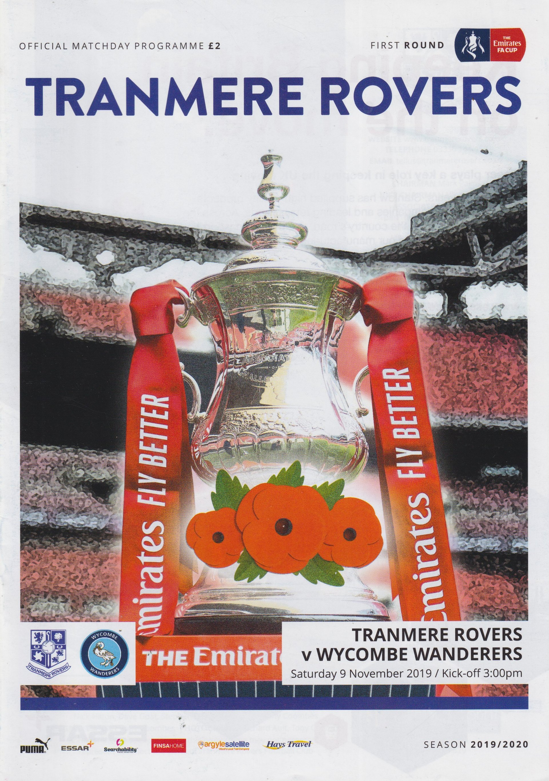Tranmere Rovers v Wycombe Wanderers match programme